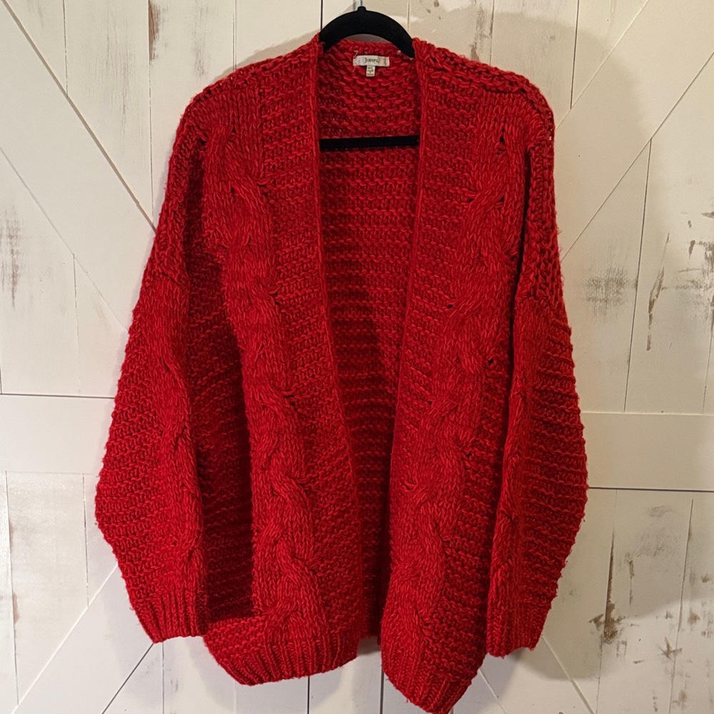 JODIFL Vibrant Red Open-Front Cardigan